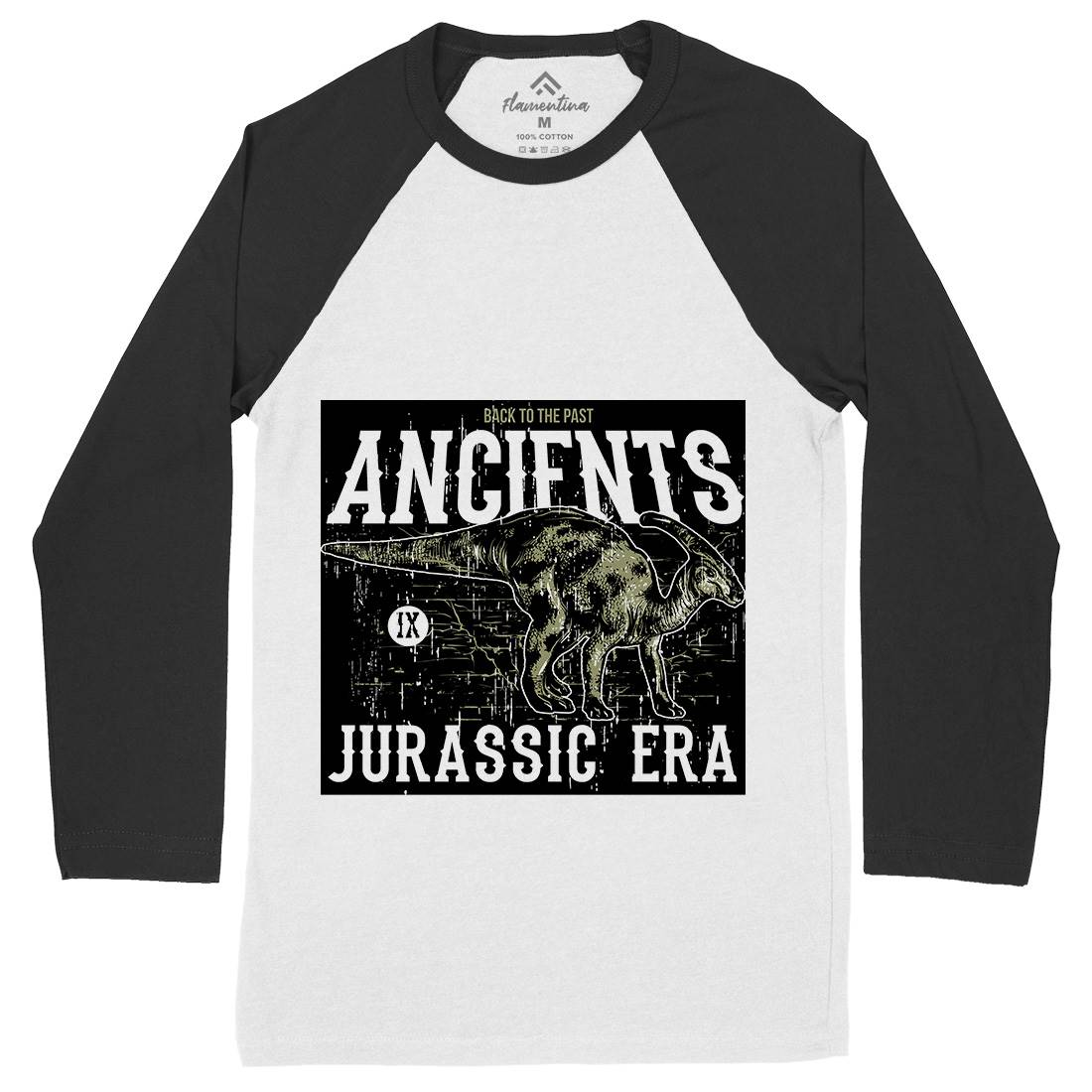 Parasaurolophus Mens Long Sleeve Baseball T-Shirt Animals B748