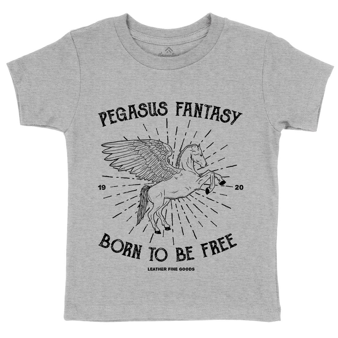 Pegasus Fantasy Kids Organic Crew Neck T-Shirt Animals B749