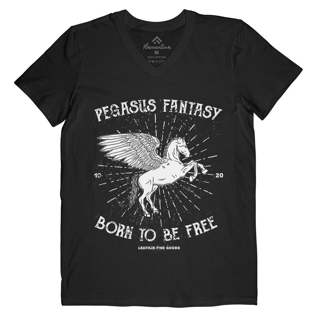 Pegasus Fantasy Mens Organic V-Neck T-Shirt Animals B749