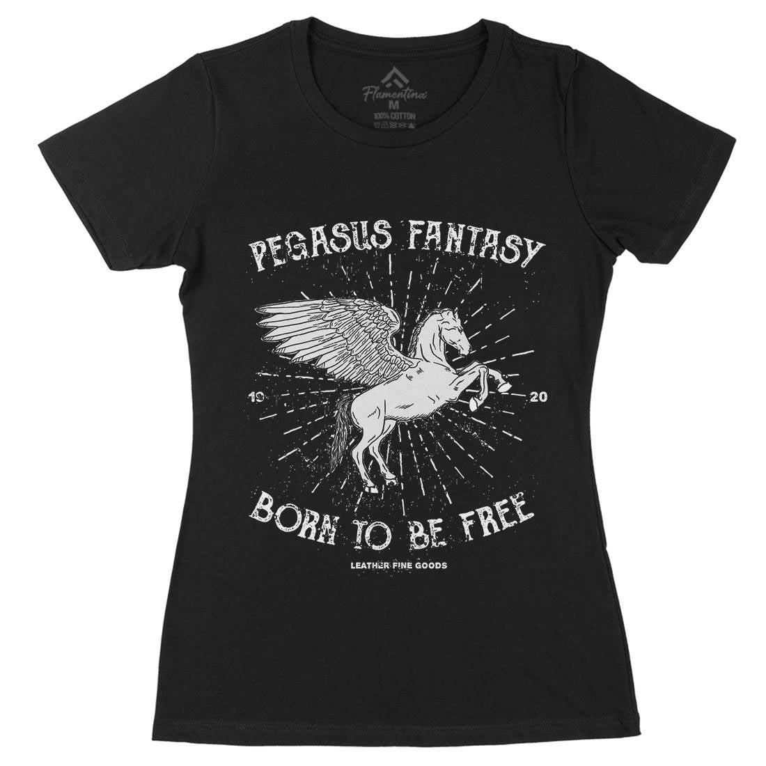Pegasus Fantasy Womens Organic Crew Neck T-Shirt Animals B749