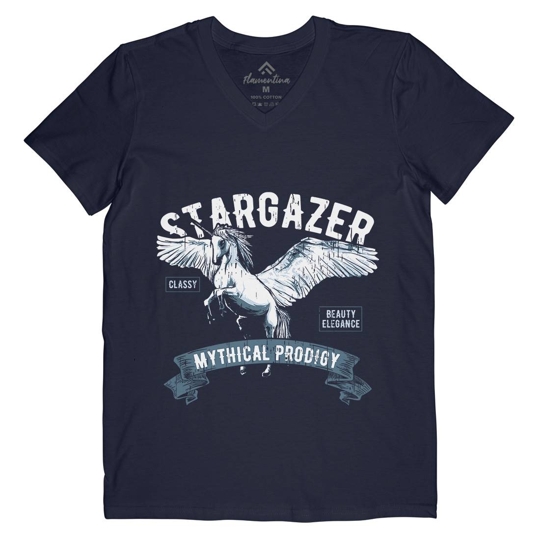 Pegasus Stargazer Mens Organic V-Neck T-Shirt Animals B750