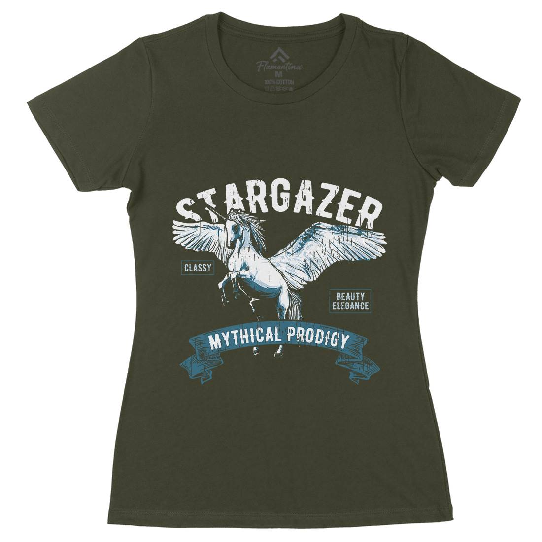 Pegasus Stargazer Womens Organic Crew Neck T-Shirt Animals B750