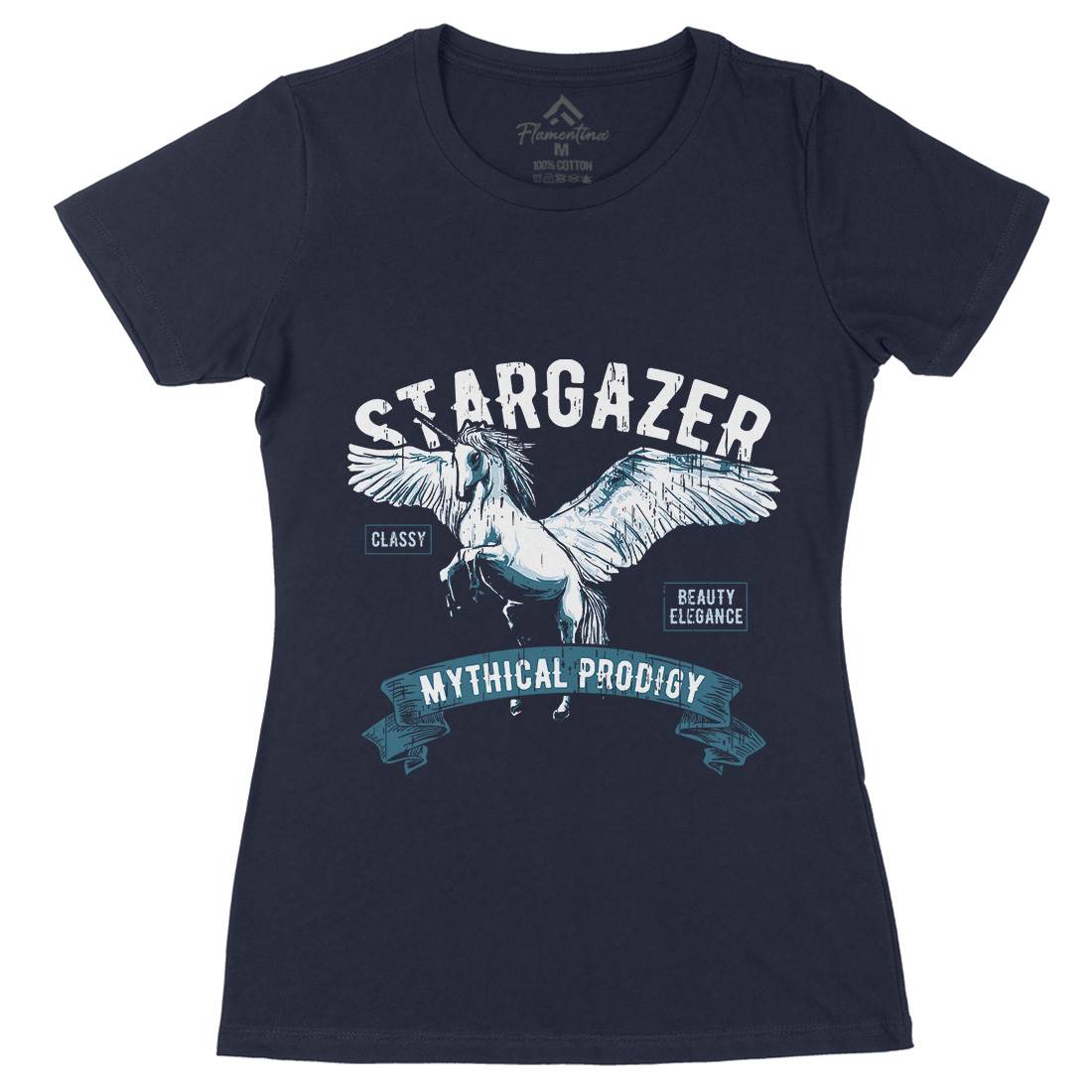 Pegasus Stargazer Womens Organic Crew Neck T-Shirt Animals B750