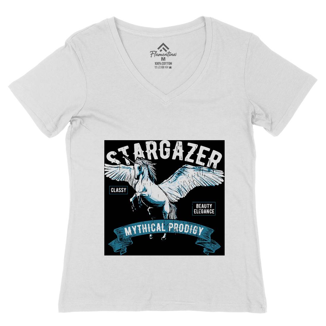 Pegasus Stargazer Womens Organic V-Neck T-Shirt Animals B750