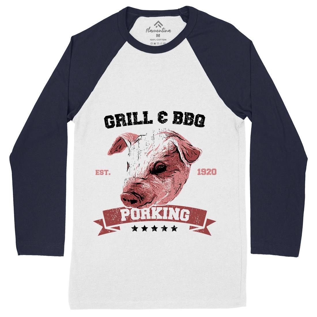 Pork King Mens Long Sleeve Baseball T-Shirt Animals B751