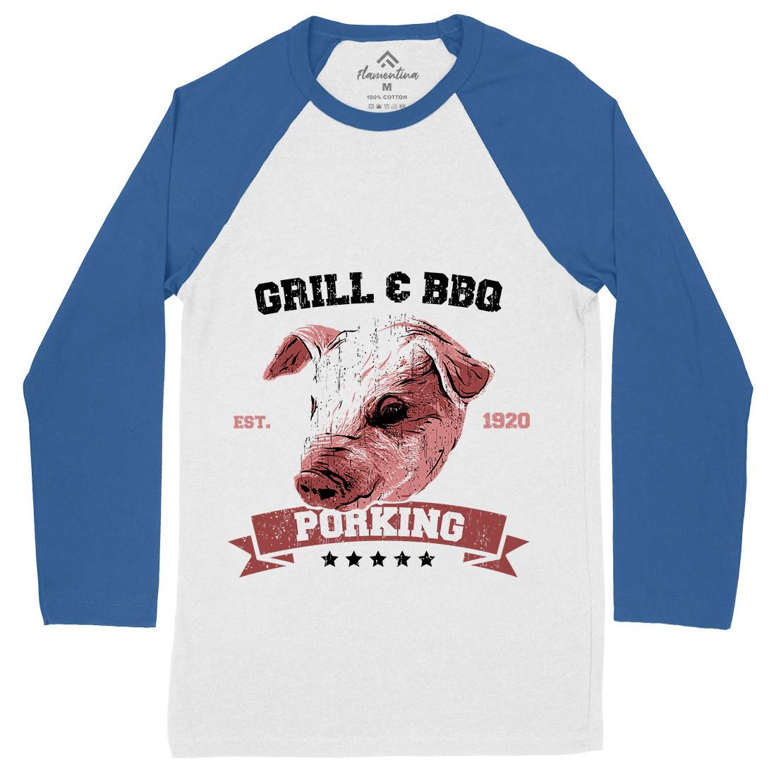 Pork King Mens Long Sleeve Baseball T-Shirt Animals B751