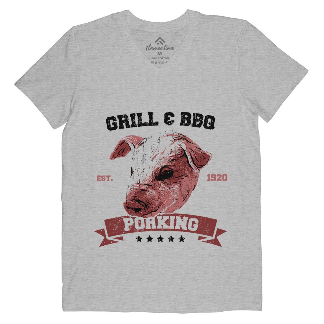 Pork King Mens Organic V-Neck T-Shirt Animals B751