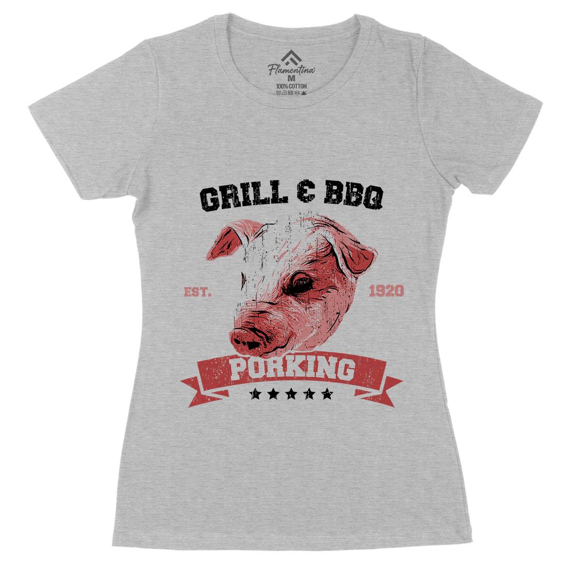 Pork King Womens Organic Crew Neck T-Shirt Animals B751