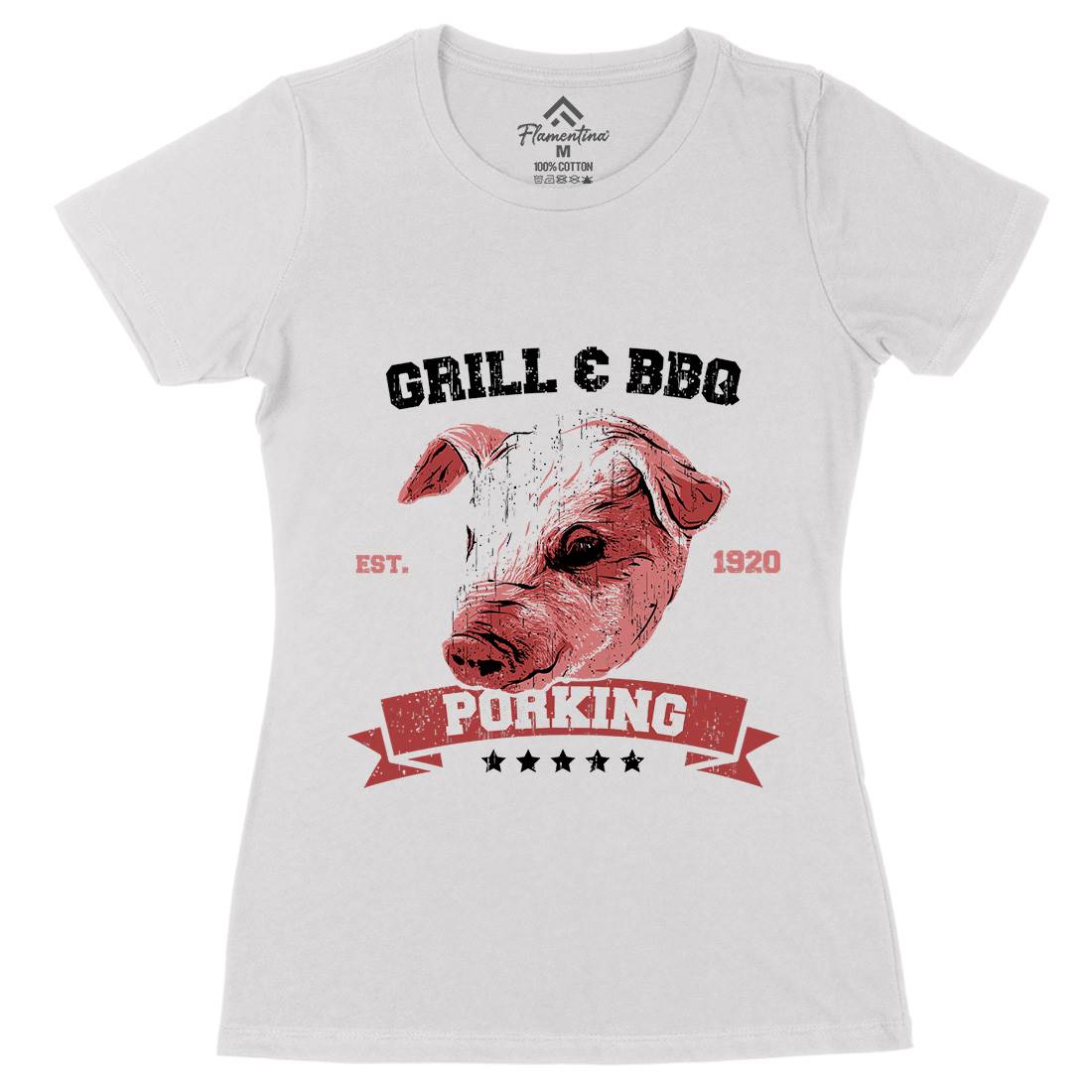Pork King Womens Organic Crew Neck T-Shirt Animals B751