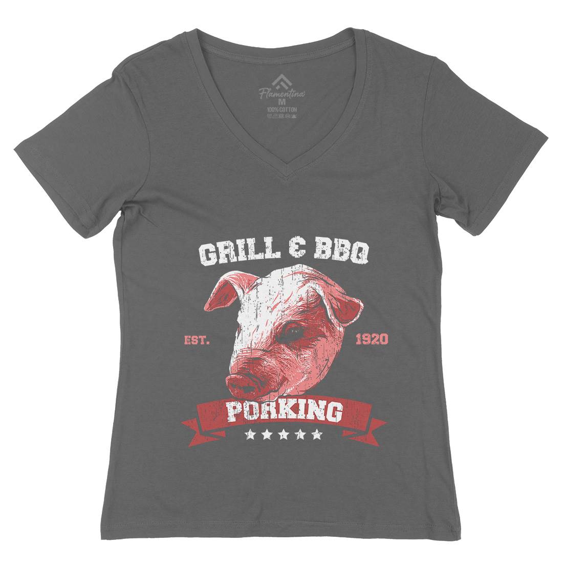 Pork King Womens Organic V-Neck T-Shirt Animals B751