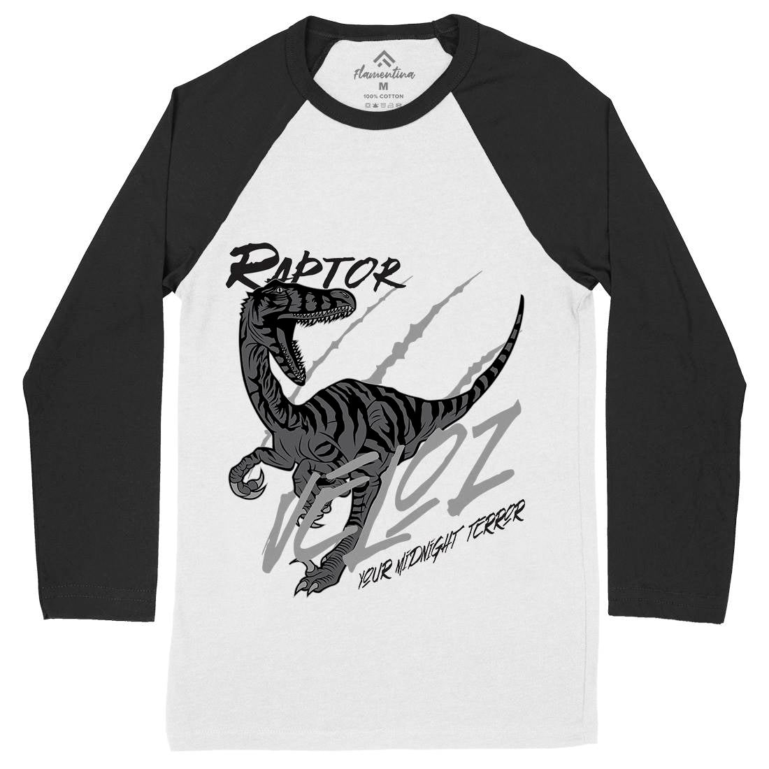 Raptor Terror Mens Long Sleeve Baseball T-Shirt Animals B753