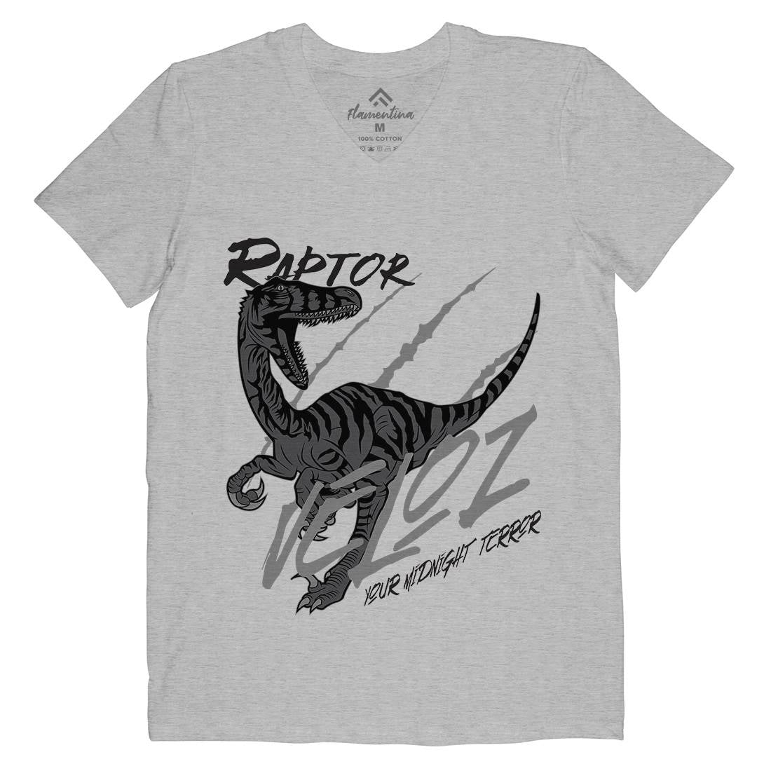 Raptor Terror Mens Organic V-Neck T-Shirt Animals B753