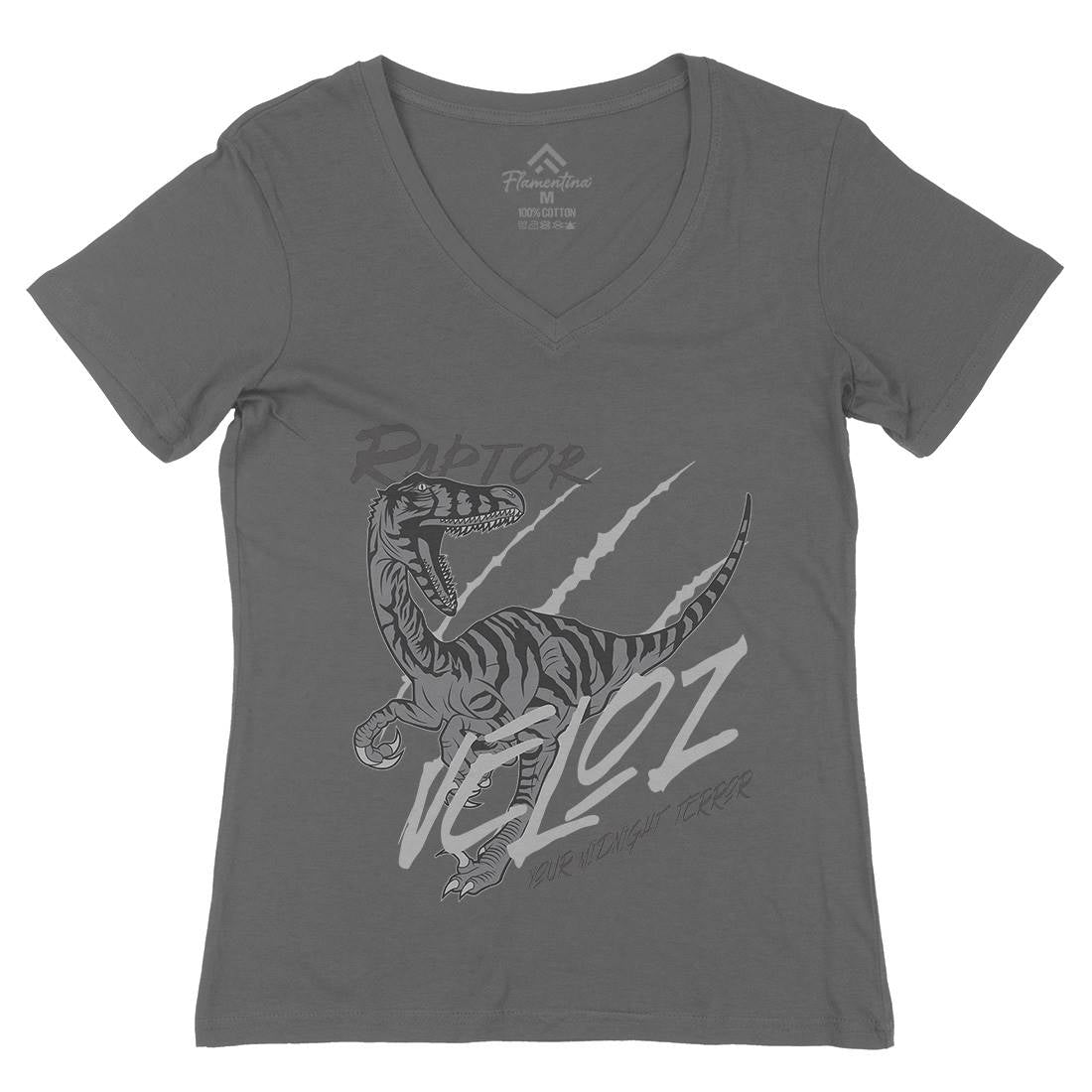Raptor Terror Womens Organic V-Neck T-Shirt Animals B753