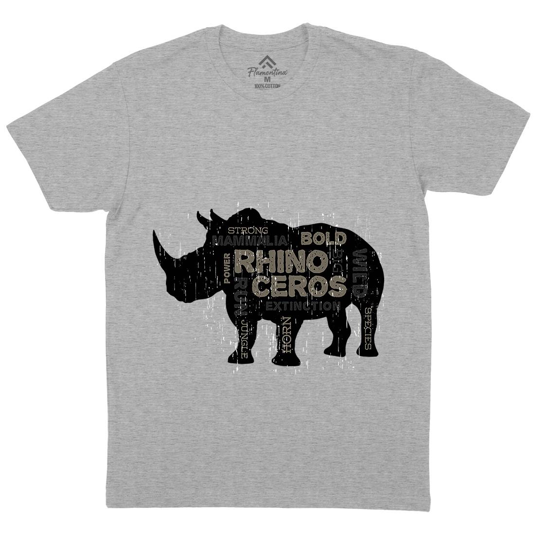 Rhino Power Mens Crew Neck T-Shirt Animals B754