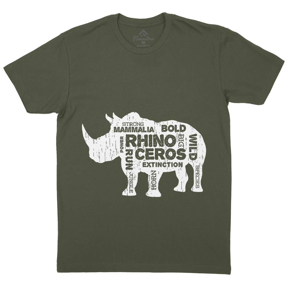 Rhino Power Mens Organic Crew Neck T-Shirt Animals B754