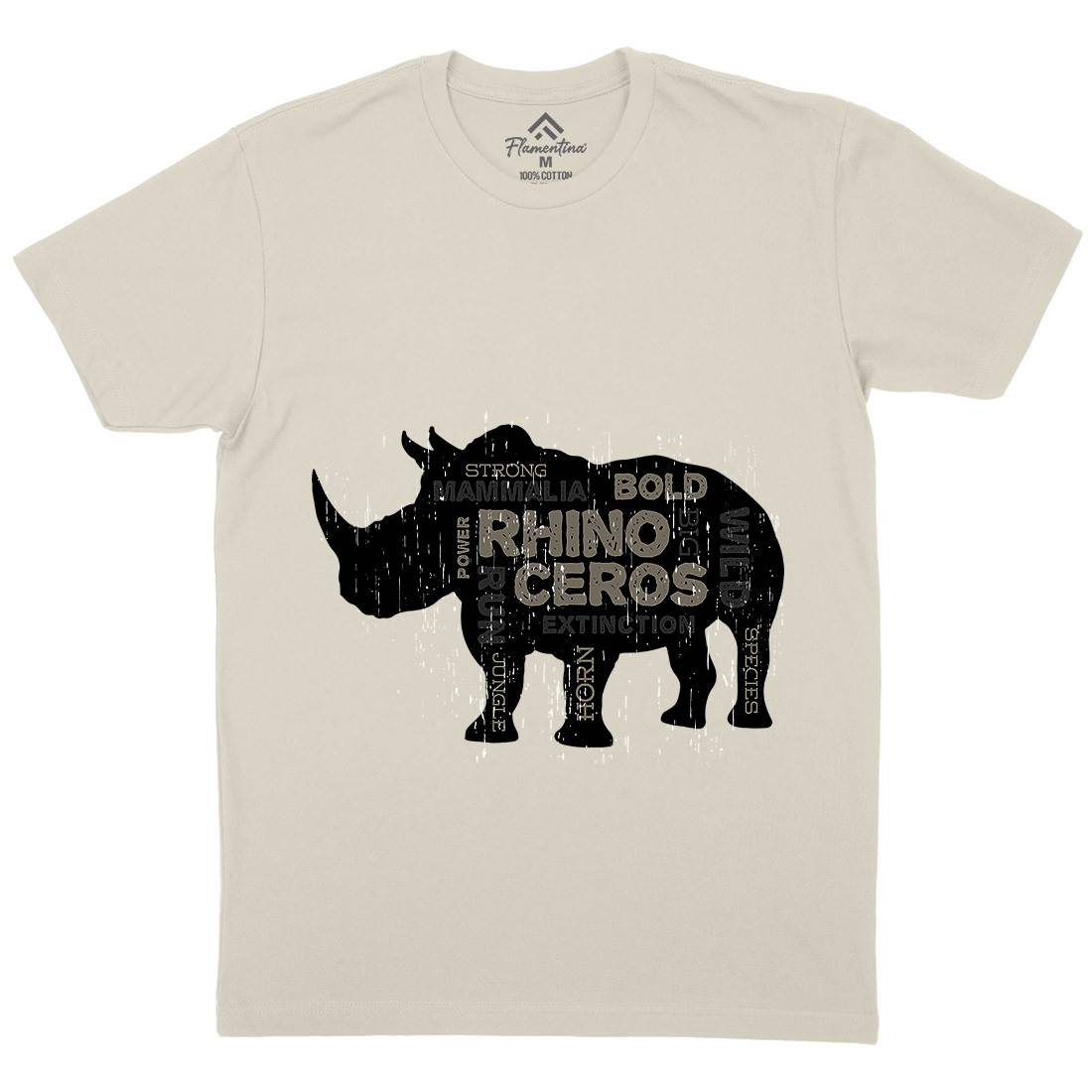 Rhino Power Mens Organic Crew Neck T-Shirt Animals B754