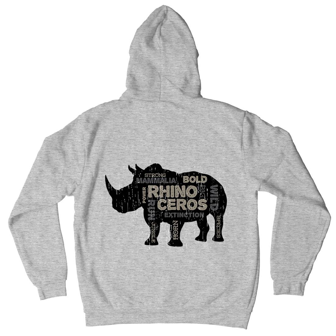 Rhino Power Mens Hoodie With Pocket Animals B754