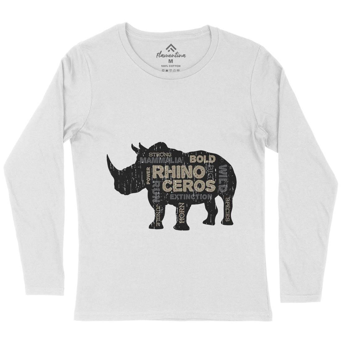 Rhino Power Womens Long Sleeve T-Shirt Animals B754