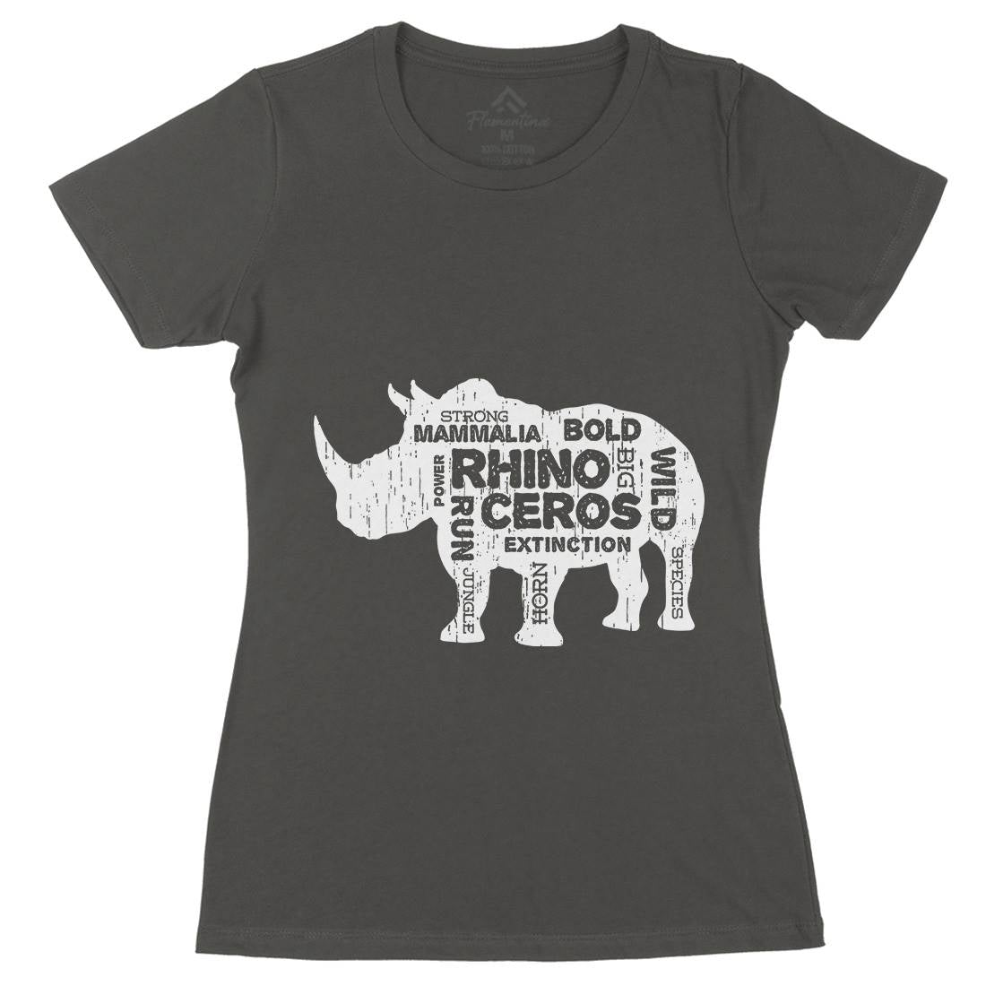 Rhino Power Womens Organic Crew Neck T-Shirt Animals B754