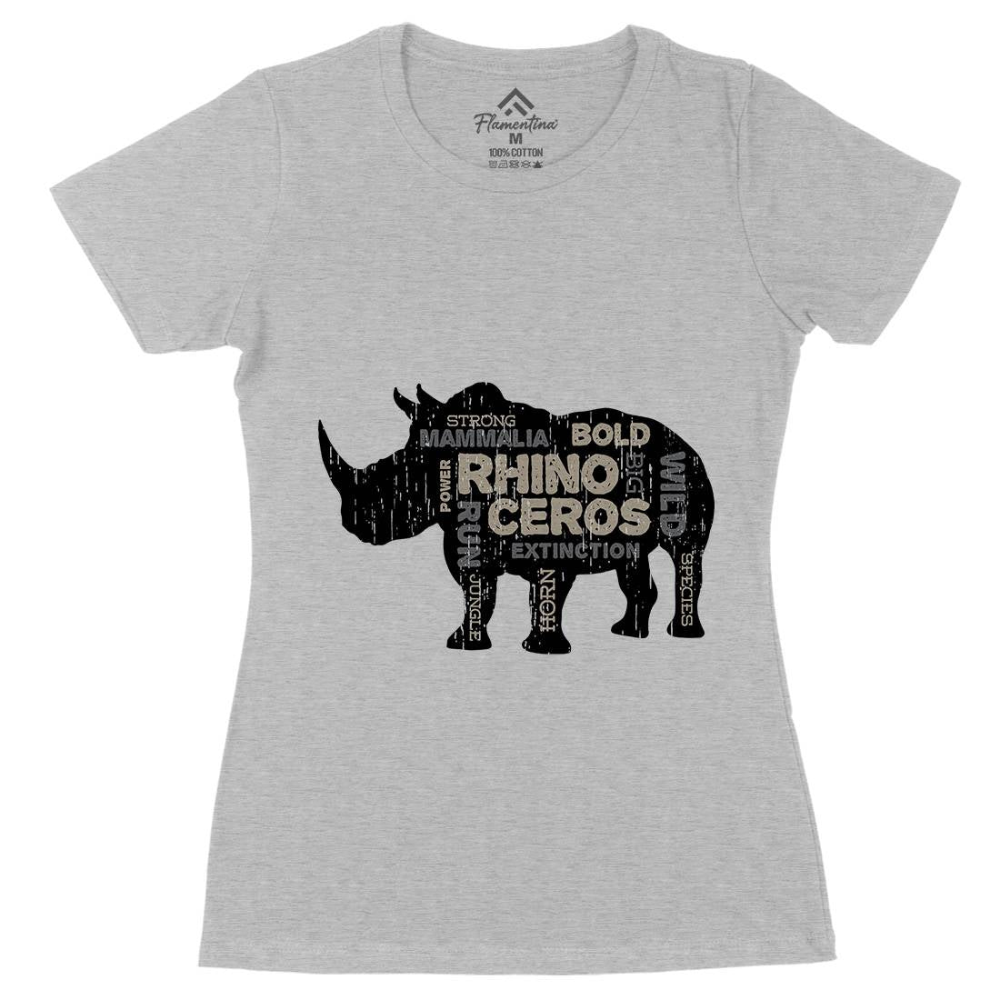 Rhino Power Womens Organic Crew Neck T-Shirt Animals B754