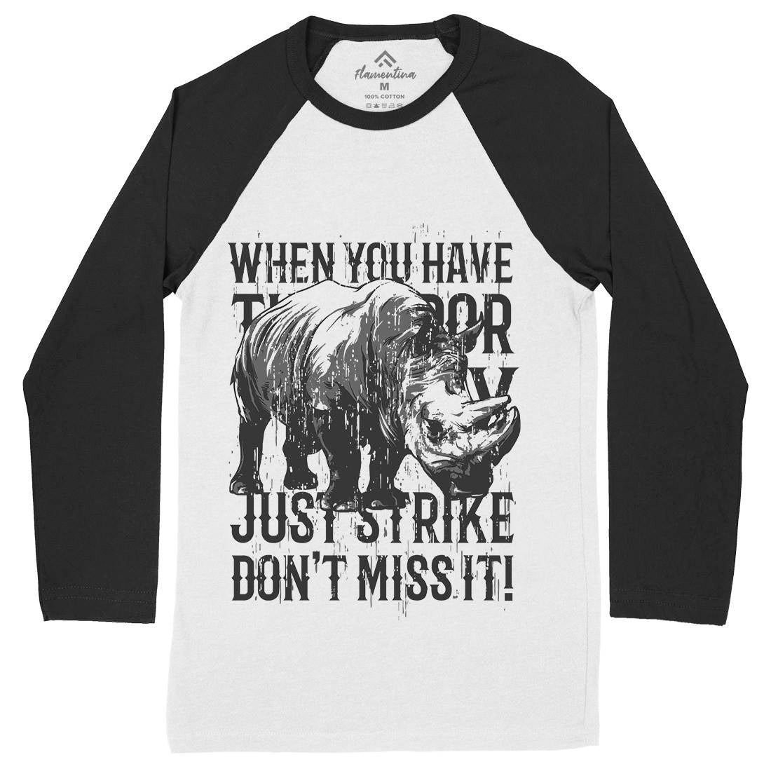 Rhino Strike Mens Long Sleeve Baseball T-Shirt Animals B755