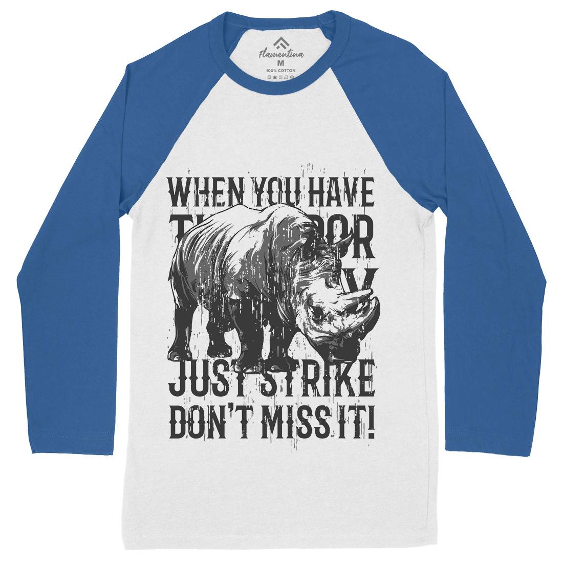 Rhino Strike Mens Long Sleeve Baseball T-Shirt Animals B755
