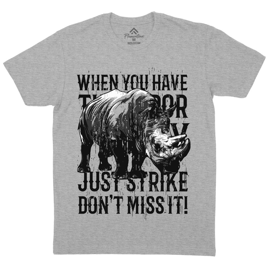 Rhino Strike Mens Organic Crew Neck T-Shirt Animals B755