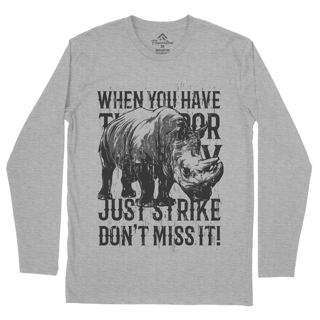 Rhino Strike Mens Long Sleeve T-Shirt Animals B755