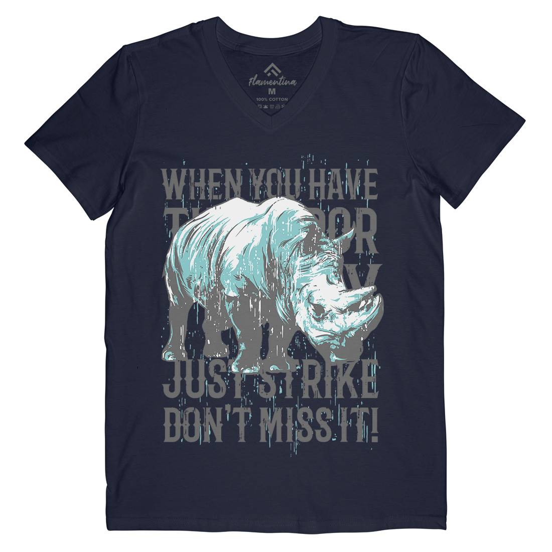 Rhino Strike Mens Organic V-Neck T-Shirt Animals B755