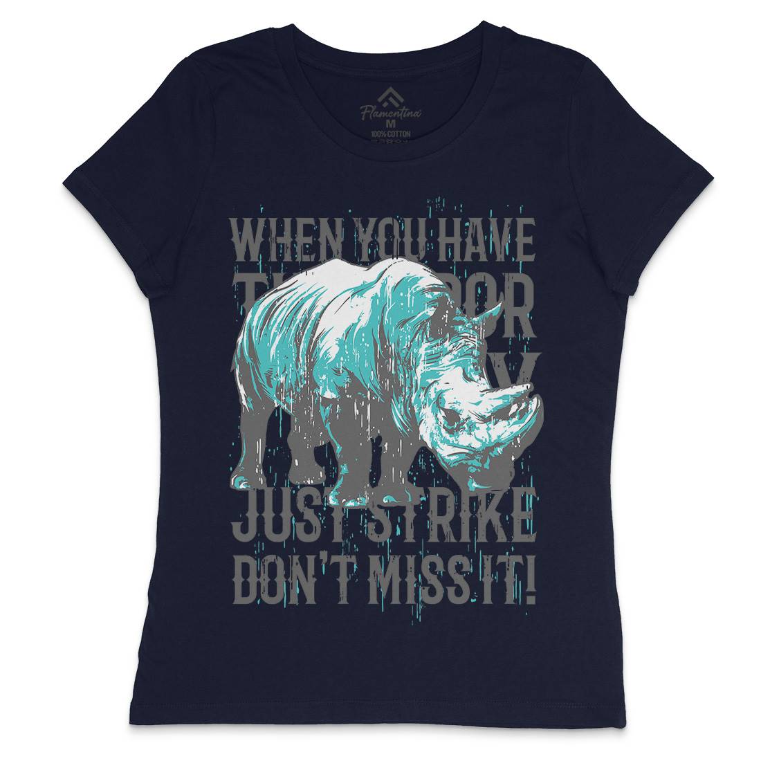 Rhino Strike Womens Crew Neck T-Shirt Animals B755