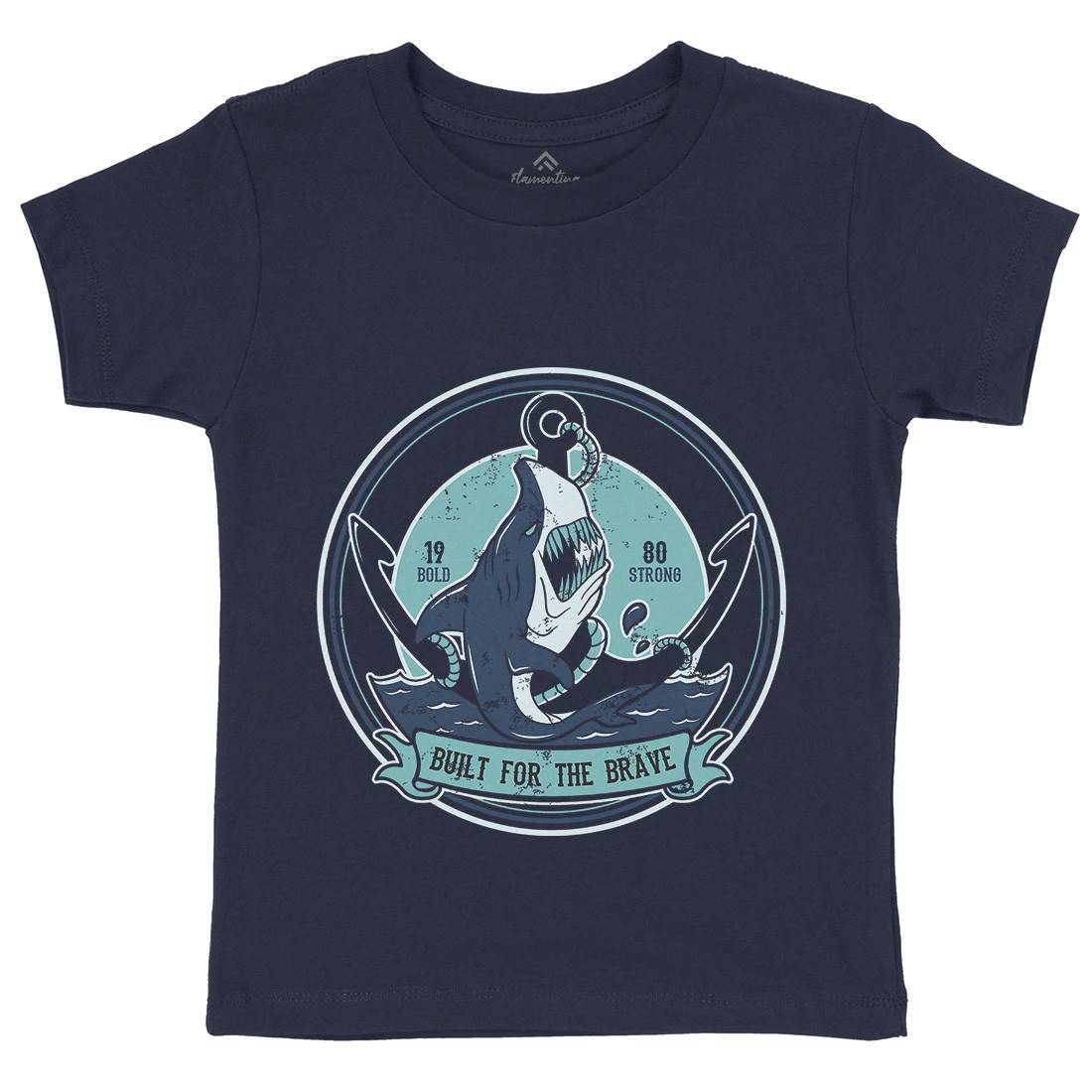 Shark Anchor Kids Organic Crew Neck T-Shirt Animals B756