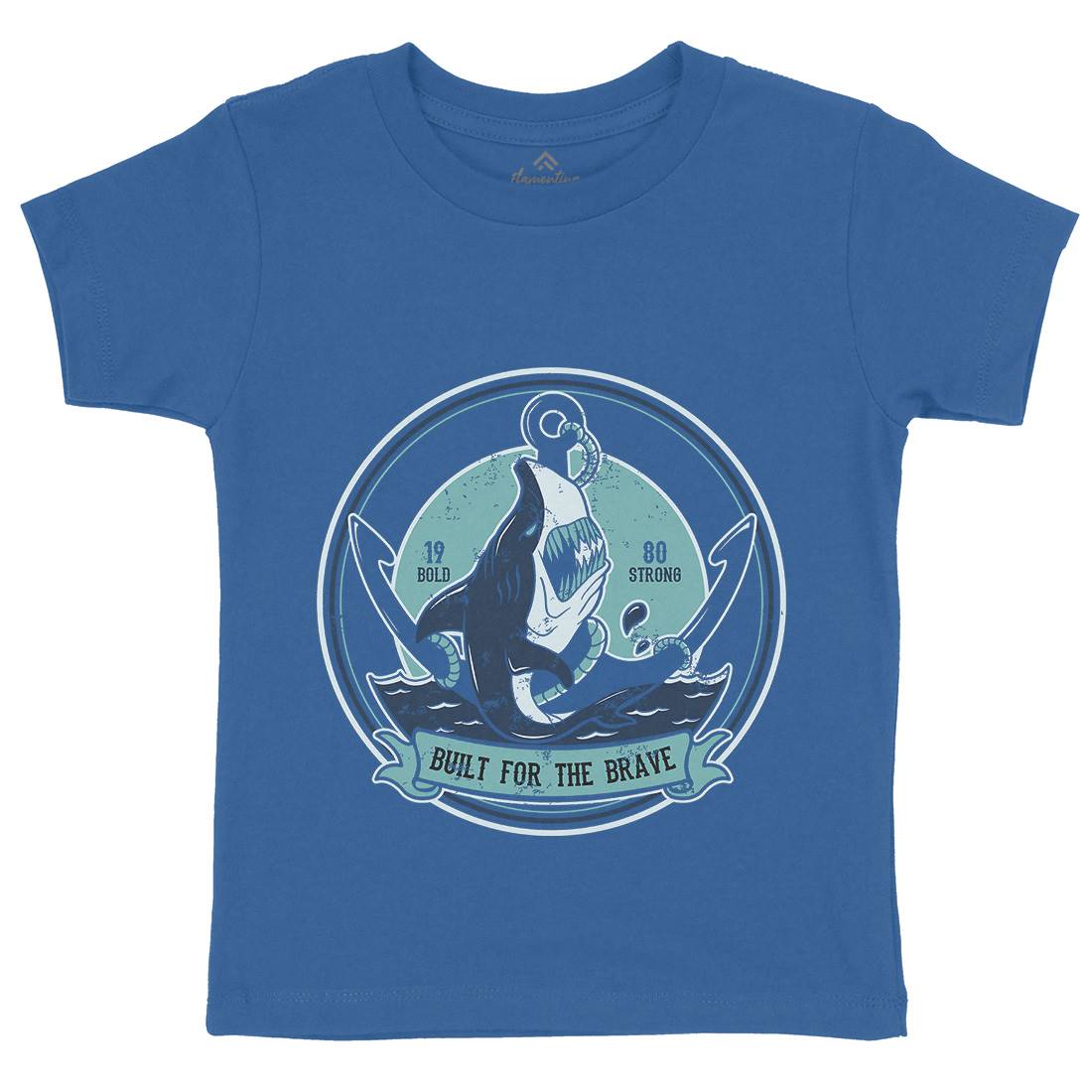 Shark Anchor Kids Crew Neck T-Shirt Animals B756