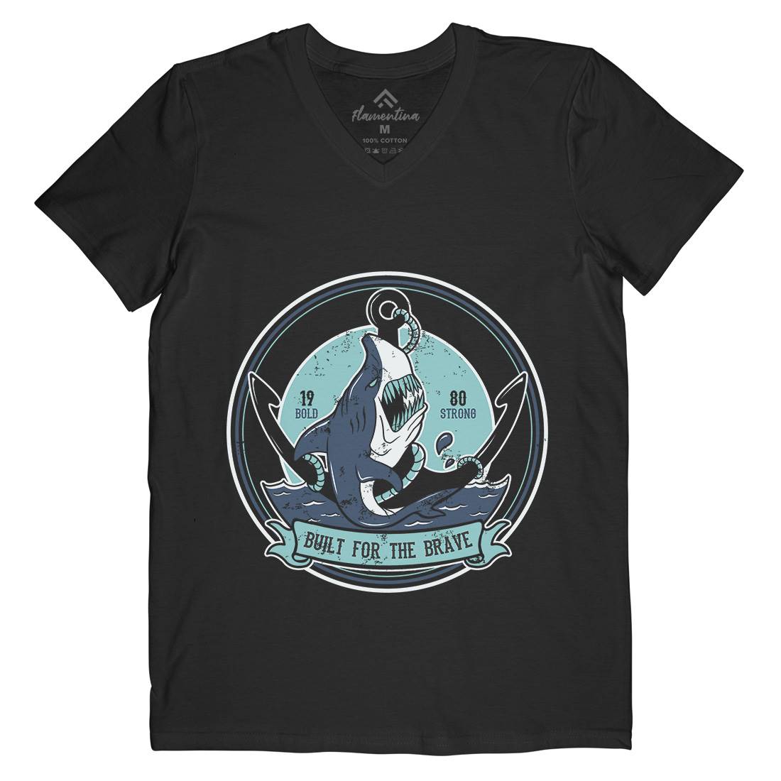 Shark Anchor Mens V-Neck T-Shirt Animals B756