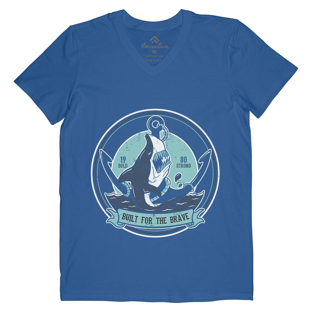 Shark Anchor Mens V-Neck T-Shirt Animals B756