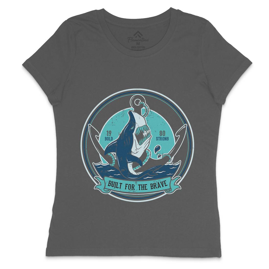 Shark Anchor Womens Crew Neck T-Shirt Animals B756