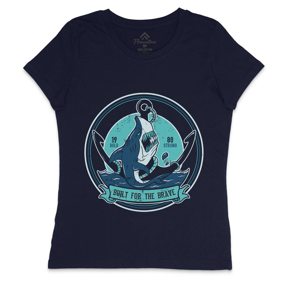 Shark Anchor Womens Crew Neck T-Shirt Animals B756