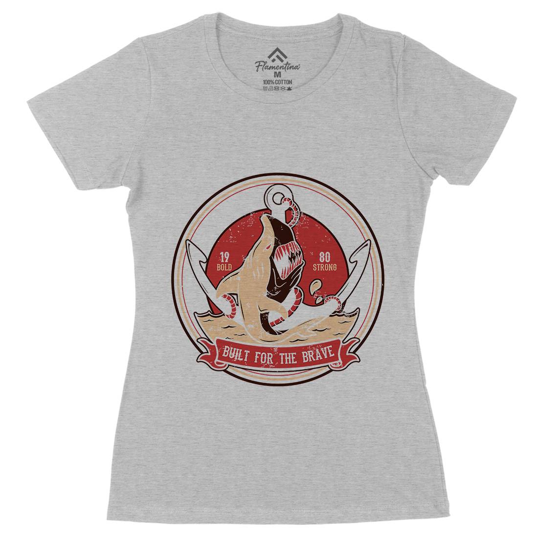 Shark Anchor Womens Organic Crew Neck T-Shirt Animals B756