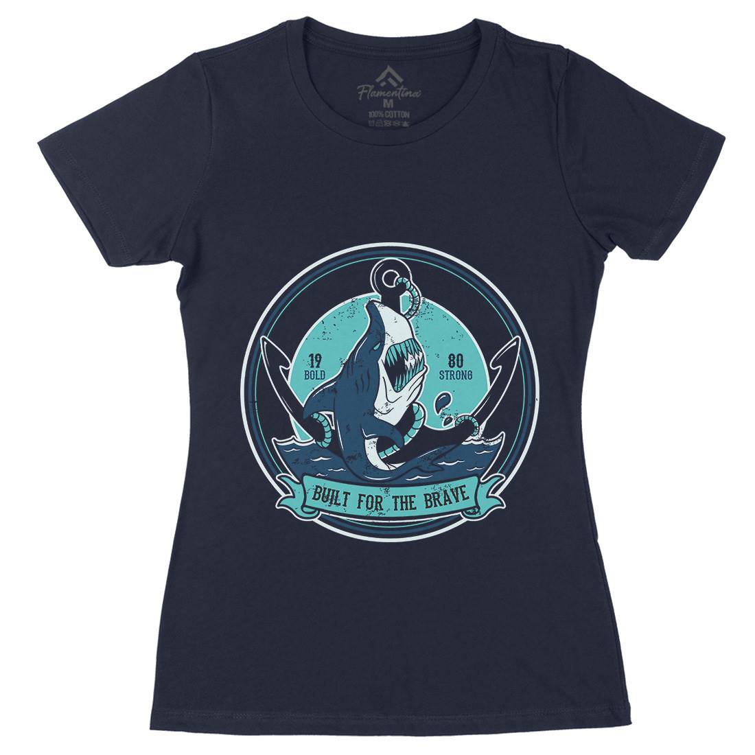 Shark Anchor Womens Organic Crew Neck T-Shirt Animals B756