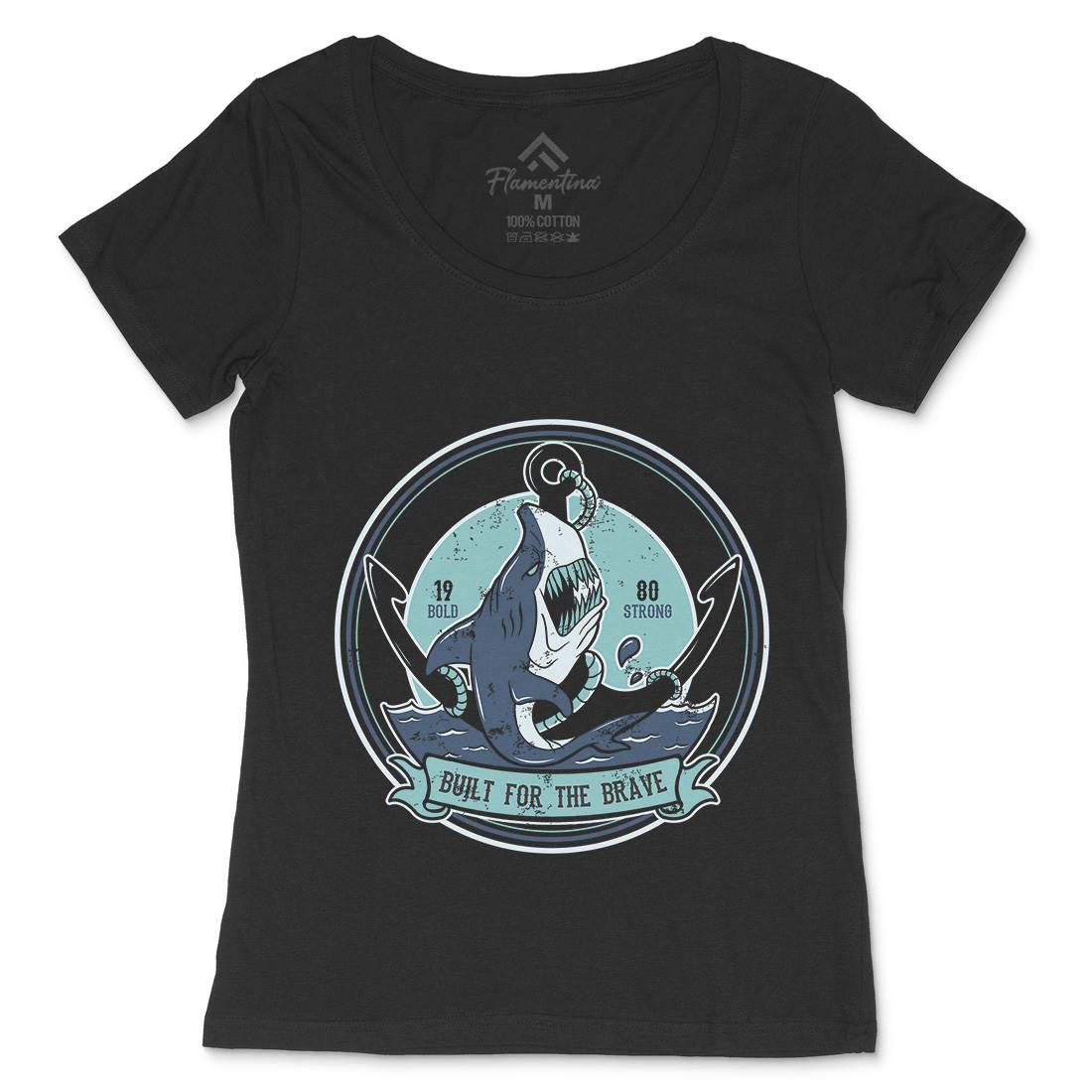 Shark Anchor Womens Scoop Neck T-Shirt Animals B756