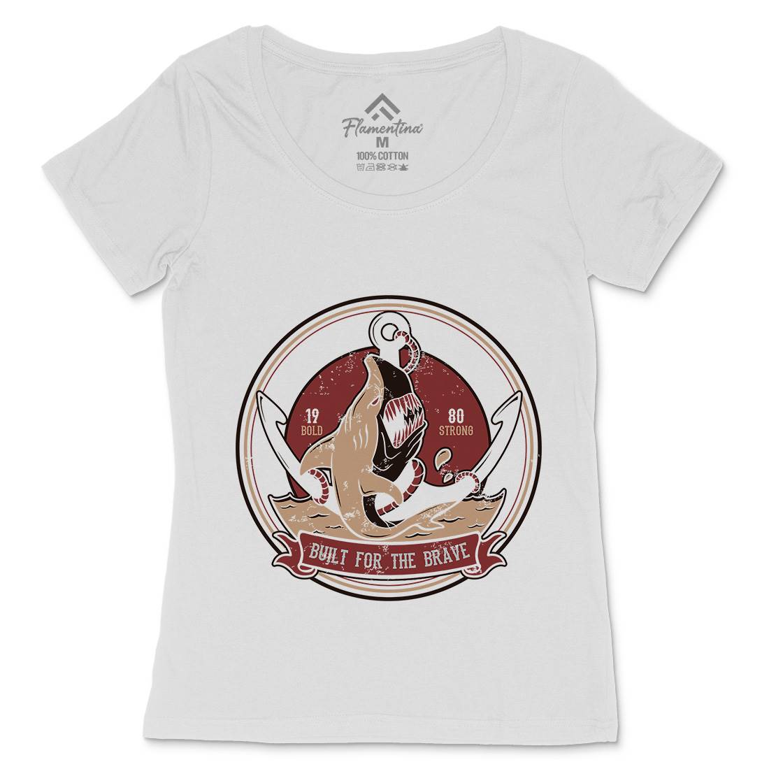 Shark Anchor Womens Scoop Neck T-Shirt Animals B756