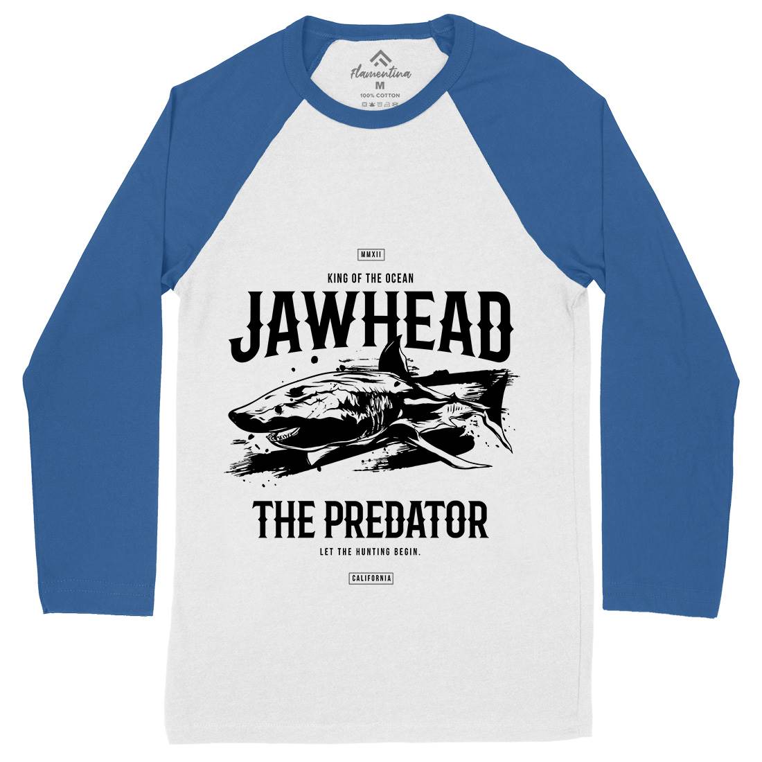 Shark Jawhead Mens Long Sleeve Baseball T-Shirt Animals B757