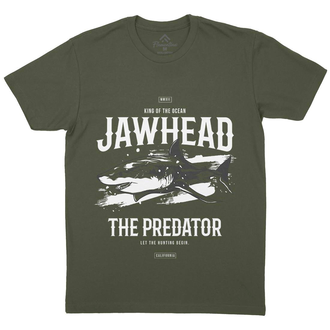 Shark Jawhead Mens Organic Crew Neck T-Shirt Animals B757