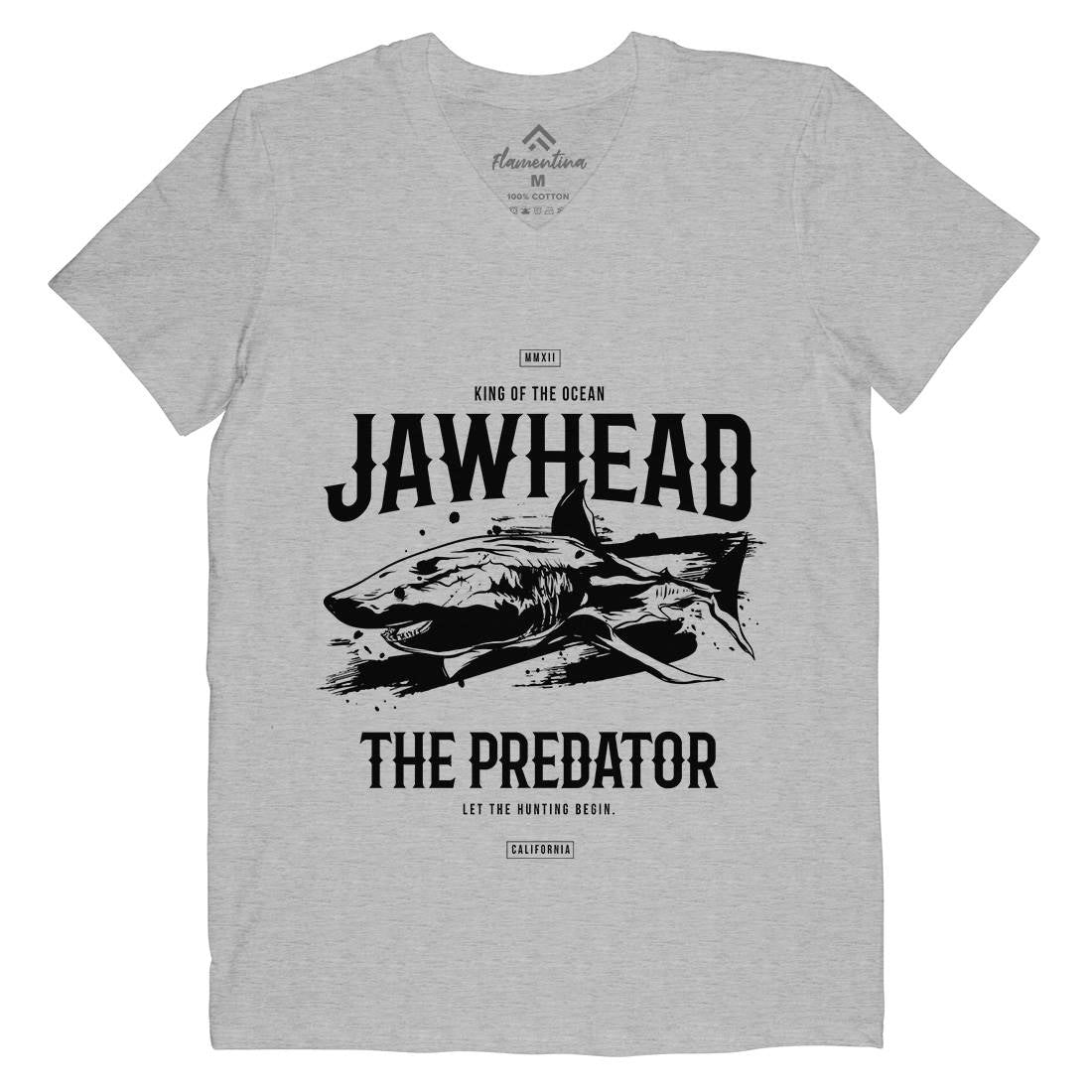 Shark Jawhead Mens V-Neck T-Shirt Animals B757