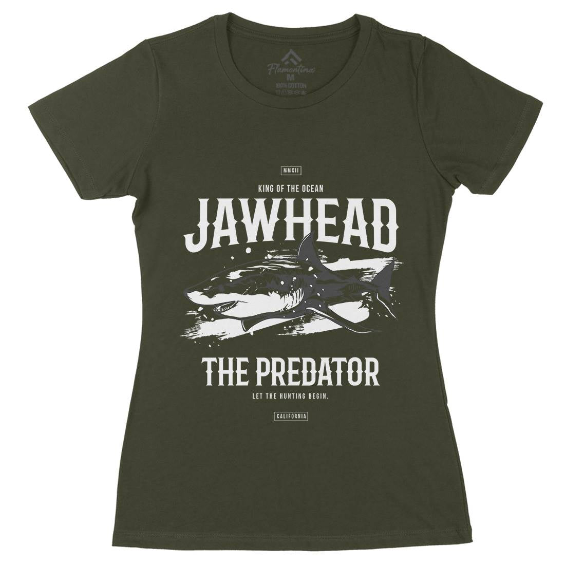 Shark Jawhead Womens Organic Crew Neck T-Shirt Animals B757