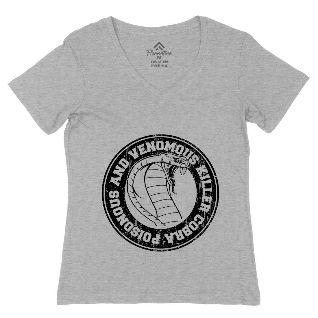 Snake Poisonous Cobra Womens Organic V-Neck T-Shirt Animals B758