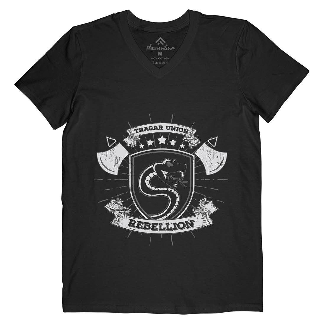 Snake Rebellion Mens Organic V-Neck T-Shirt Animals B759