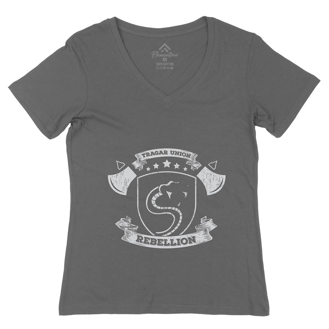 Snake Rebellion Womens Organic V-Neck T-Shirt Animals B759