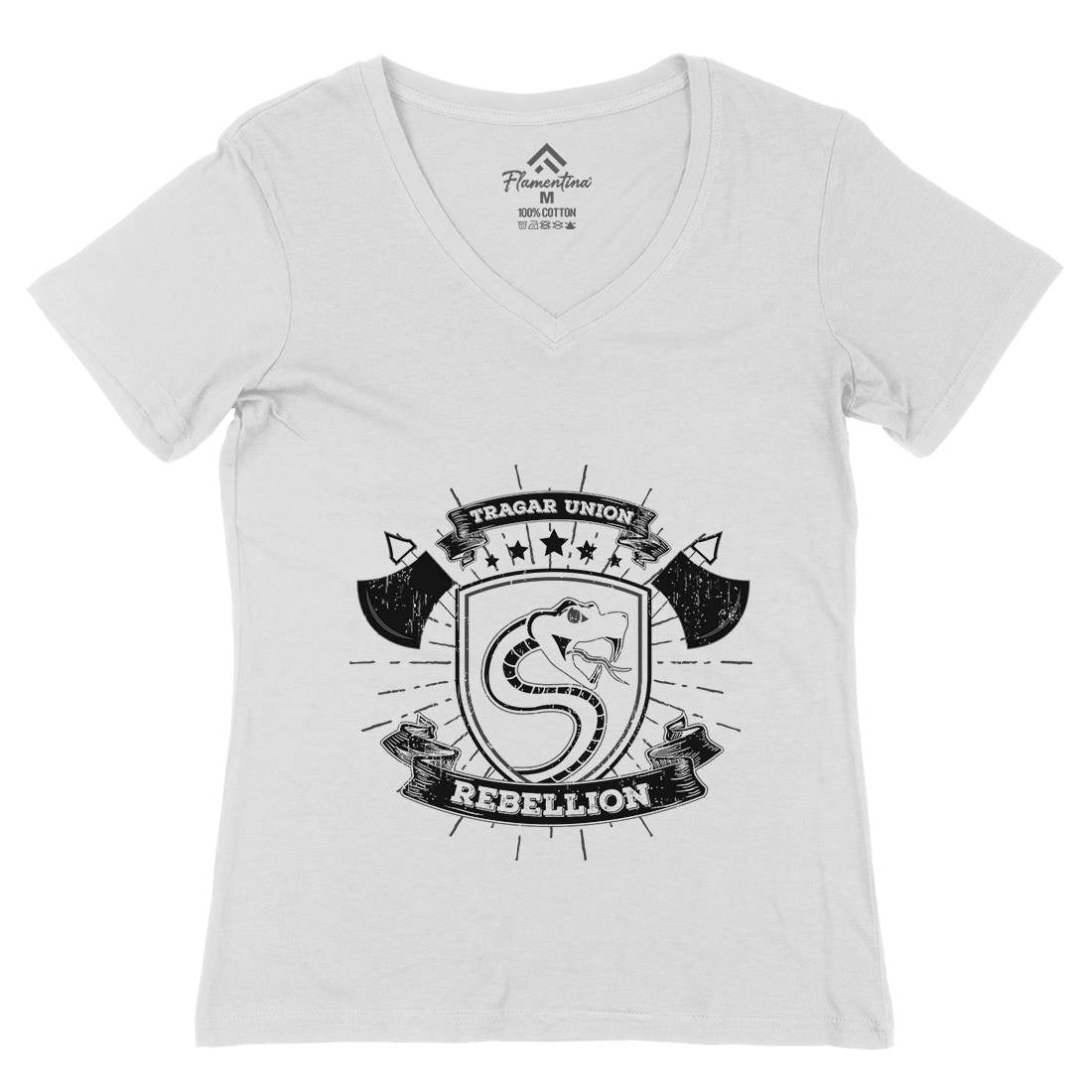 Snake Rebellion Womens Organic V-Neck T-Shirt Animals B759