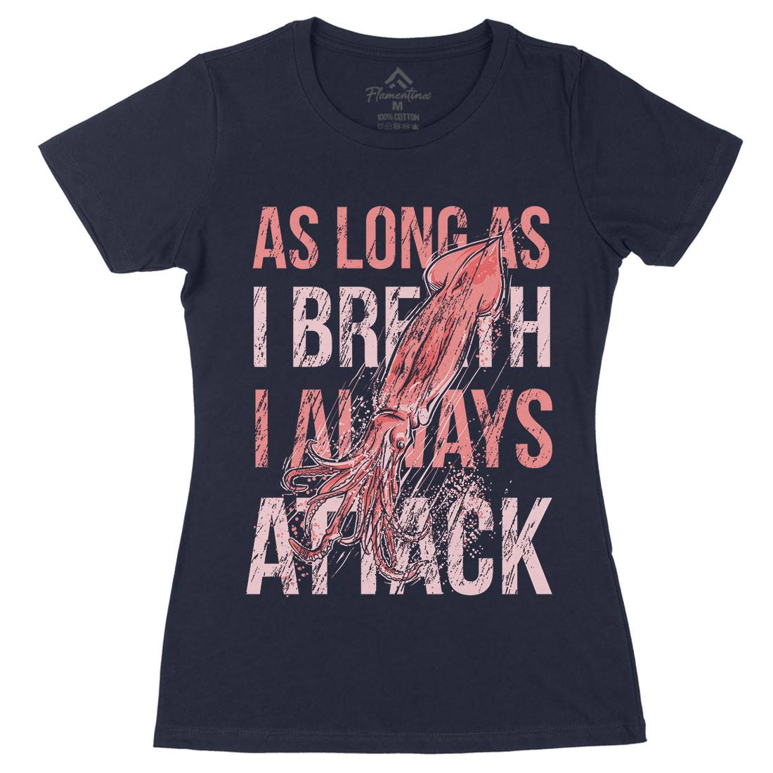 Squid Attack Womens Organic Crew Neck T-Shirt Animals B760