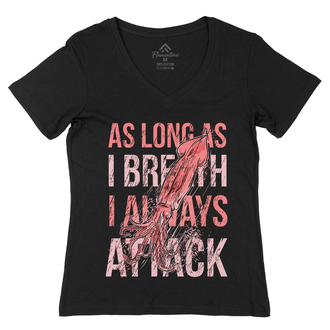Squid Attack Womens Organic V-Neck T-Shirt Animals B760